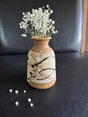 Artisanal Leon Kula Handmade Pottery 5" small boquet Earthtone Decorative vase
